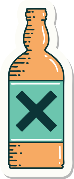 Bir insan tarafından çizilmiş geleneksel bir şişe dövmesi.