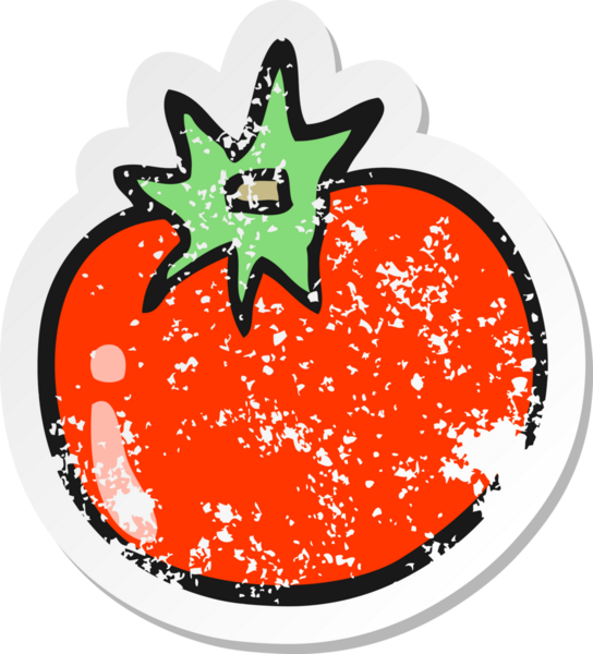 Bir insan tarafından çizilmiş karikatür domatesi.