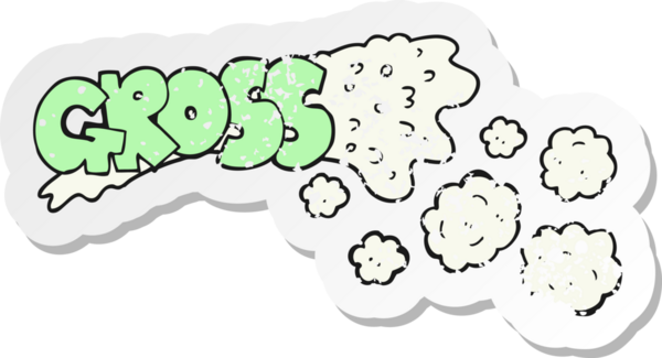 Bir insan tarafından çizilmiş iğrenç bir karikatürün gerilimli retro yapıştırması.