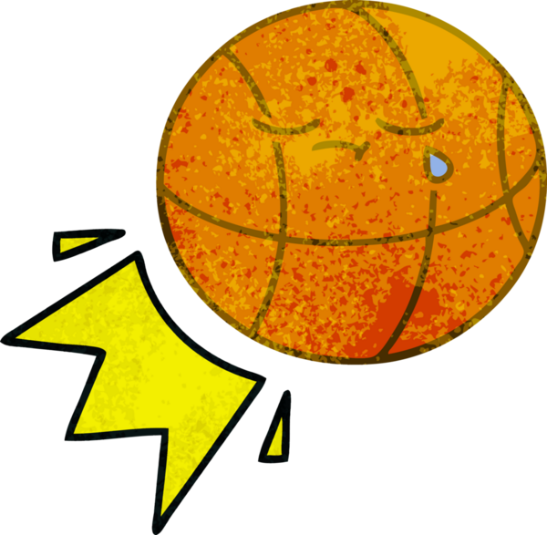 Bir insan tarafından çizilmiş basketbol topunun retro grunge desen karikatürü