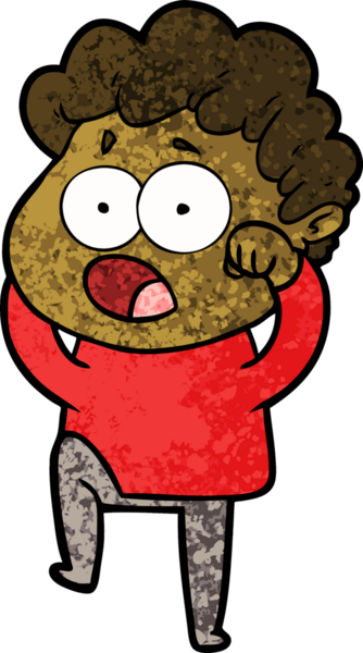 Bir insan tarafından çizilmiş bir karikatür adamı şaşkınlıkla nefes nefese kaldı.