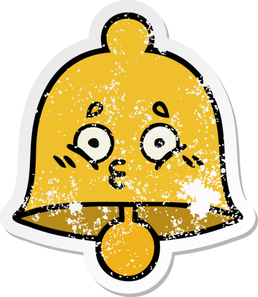 Bir insan tarafından çizilmiş sevimli bir çanın sıkıntılı çıkartması.