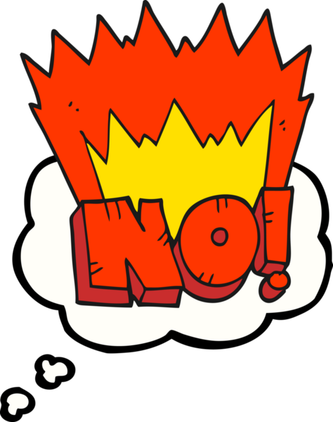 Serbest çizim düşünce balonu çizgi filmi HAYIR! Bir insan tarafından çizilmiş bağır