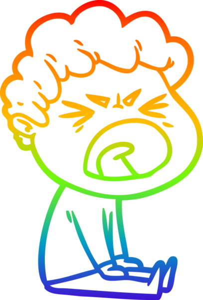 Bir insan tarafından çizilmiş öfkeli bir adamın çizdiği gökkuşağı gradyan çizgisi.