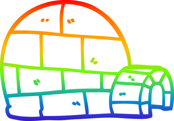 Bir insan tarafından çizilmiş bir kış eskimosunun gökkuşağı gradyanı çizimi