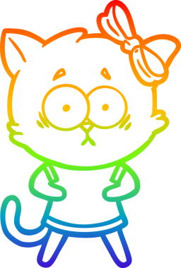 gökkuşağı gradyanı çizimi bir insan tarafından çizilmiş çizgi film kedisi