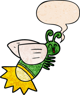 bir insan tarafından çizilmiş eski dokuda konuşma baloncuğu olan çizgi film ışıltı böceği