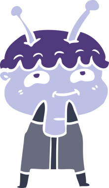 Bir insan tarafından çizilmiş düz renkli çizgi film uzay adamı.