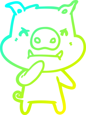 Bir insan tarafından çizilmiş kızgın çizgi film domuzu çizimi.