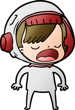 Karikatür astronot kadın bir insan tarafından çizilmiş.