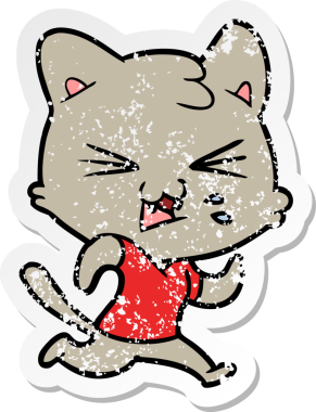 Bir insan tarafından çizilmiş bir karikatür tıslayan kedinin sıkıntılı çıkartması.