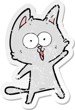 Bir insan tarafından çizilmiş komik bir çizgi film kedisinin sıkıntılı çıkartması.