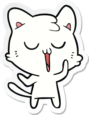 Bir insan tarafından çizilmiş şirin bir çizgi film kedisinin çıkartması.