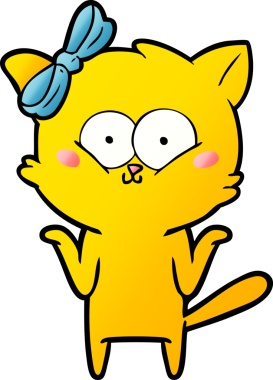 Bir insan tarafından çizilmiş çizgi film kedisi.