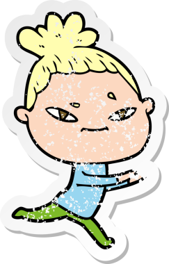 Bir insan tarafından çizilmiş karikatür bir kadının sıkıntılı çıkartması.