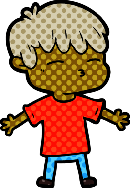 Bir insan tarafından çizilmiş meraklı bir çocuk.