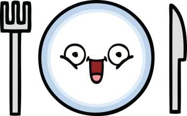 Bir insan tarafından çizilmiş yemek tabağı karikatürü.