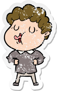 Bir insan tarafından çizilmiş bir çizgi film karakterinin sıkıntılı çıkartması.