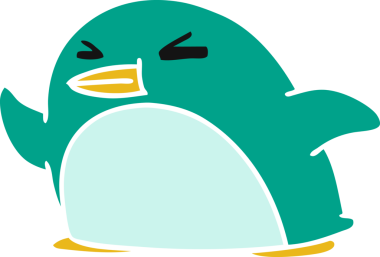 Bir insan tarafından çizilmiş sevimli bir penguen resmi.