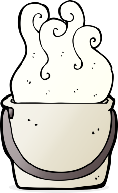 Bir insan tarafından çizilmiş çizgi film kovası.