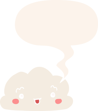 bir insan tarafından çizilmiş retro tarzı konuşma baloncuklu çizgi film bulutu