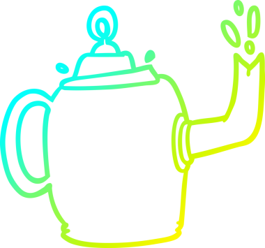 Bir insan tarafından çizilmiş eski metal bir çaydanlığın soğuk gradyan çizgisi.