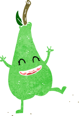 Bir insan tarafından çizilmiş mutlu dans eden armut.