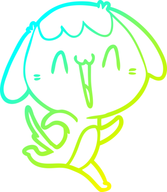 Bir insan tarafından çizilmiş şirin bir çizgi köpeğin soğuk gradyan çizgisi.