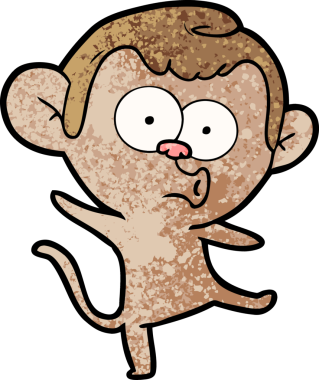 Bir insan tarafından çizilmiş, şaşırmış maymun çizgi filmi.