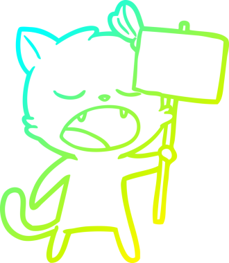 Bir insan tarafından çizilen esneyen bir çizgi filmin soğuk gradyan çizimi