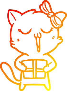 Bir insan tarafından çizilmiş çizgi film kedisinin sıcak çizgi çizimi