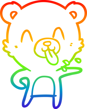 Gökkuşağının gradyan çizimi kaba bir karikatür kutup ayısının bir insan tarafından çizilmiş dili.