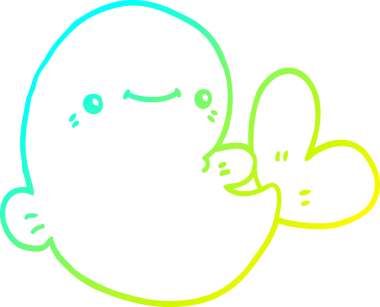 Bir insan tarafından çizilmiş karikatür balinası çizimi.