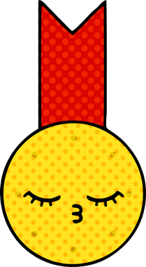 Bir insan tarafından çizilmiş altın madalyanın karikatürü.