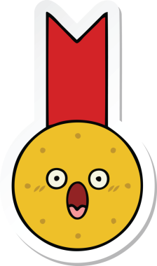 Bir insan tarafından çizilmiş şirin bir altın madalyanın çıkartması.