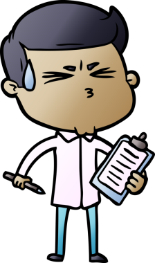 Bir insan tarafından çizilmiş terleyen çizgi film adamı.