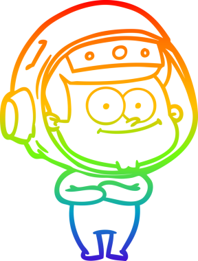 gökkuşağı gradyan çizimi mutlu bir astronot çizgi filmi bir insan tarafından çizildi