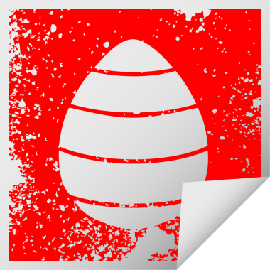 Üzüntülü kare soyma etiketi. Bir insan tarafından çizilmiş tuhaf paskalya yumurtası.