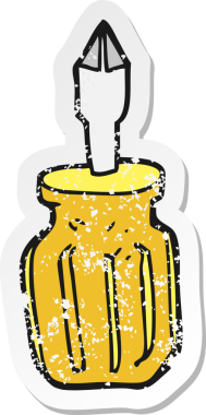 Bir insan tarafından çizilmiş bir karikatür tornavidasının gerilimli yapıştırması.