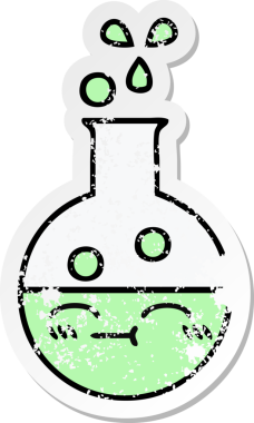 Bir insan tarafından çizilmiş şirin bir çizgi film test tüpünün sıkıntılı çıkartması.