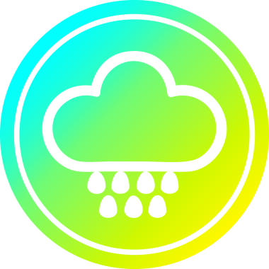 Bir insan tarafından çizilen serin gradyan bitiş ile yağmur bulutu dairesel simgesi