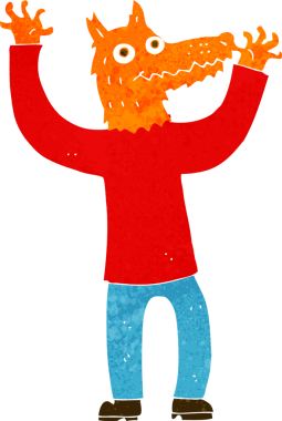 Bir insan tarafından çizilmiş tilki adam.