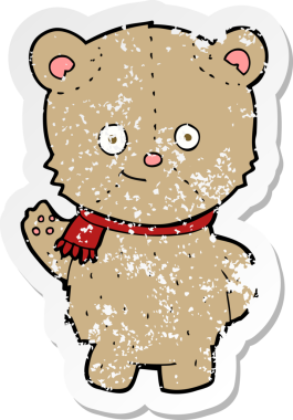 Bir insan tarafından çizilmiş bir ayının gerilmiş çıkartması.