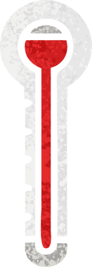 Bir insan tarafından çizilmiş cam termometrenin retro çizim tarzı karikatürü