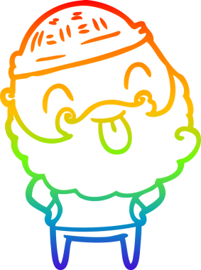 Gökkuşağı gradyan çizgisi sakallı bir adamın bir insan tarafından çizilmiş dili.