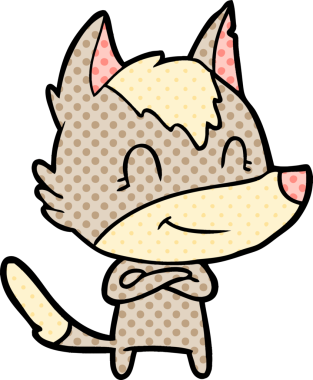 Bir insan tarafından çizilmiş dost canlısı bir kurt.