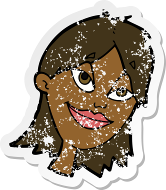 Bir insan tarafından çizilmiş mutlu bir karikatürün gerilimli yapıştırması.