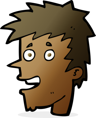 Bir insan tarafından çizilmiş mutlu çocuk yüzü.