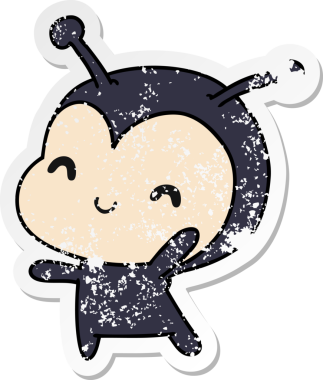 Bir insan tarafından çizilmiş sevimli bir böceğin depresif çizgi film çizimi.