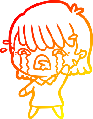 Bir insan tarafından çizilmiş ağlayan çizgi film kızı çizimi.